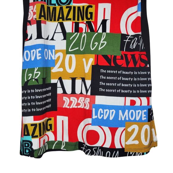 Luc Fontaine Mini Dress Size 8 Black Graphic Print Stretch Art To Wear Tunic - Picture 4 of 7